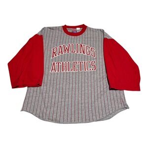 Vintage Rawlings Athletics‎ Striped Multicolor Stained 3/4 Sleeve Shirt Men's XL